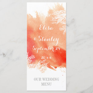 Menu mariage de l'aquarelle moderne splash coral r