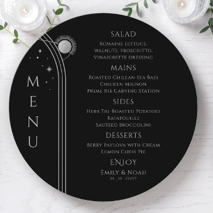 Menu Mariage de l'espace de la lune d'argent noir mysti