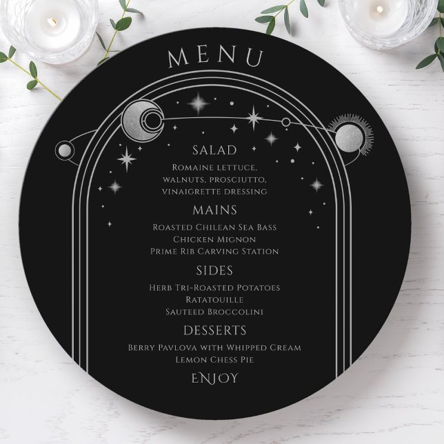 Menu Mariage de l'espace de la lune d'argent noir mysti (Créateur téléchargé)