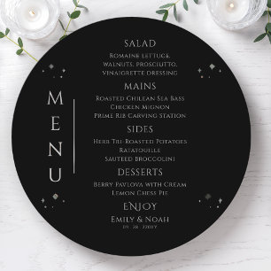 Menu Mariage de l'espace de la lune d'argent noir mysti