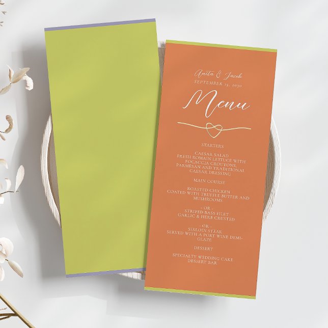 Menu Mariage de l'Orange Vert Citron (Créateur téléchargé)