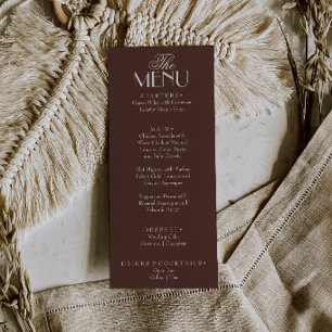 Menu Mariage de luxe au chocolat brun chic et ancien