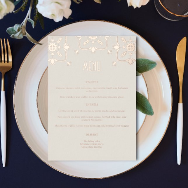 Menu Mariage de luxe Rose Gold Carrelage méditerra (Créateur téléchargé)