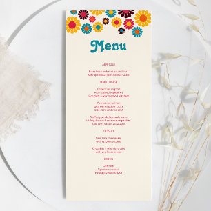 Menu Mariage de marguerite rétro coloré