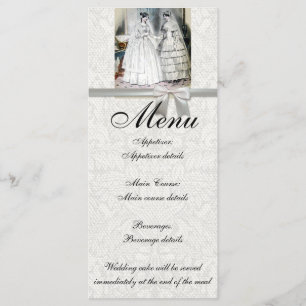 Menu Mariage de mariée vintage antique blanc