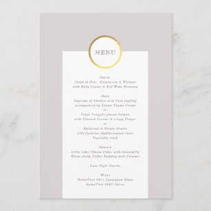 Menu Mariage de monogramme circulaire Taupe et Gold Foi