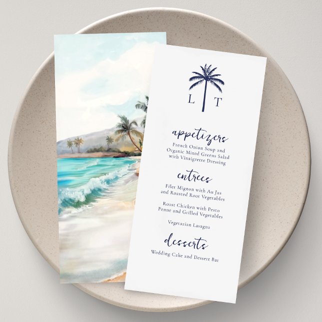 Menu Mariage de Monogramme de plage Tropical Serenity (Créateur téléchargé)