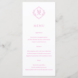 Menu Mariage de monogramme rose diamant