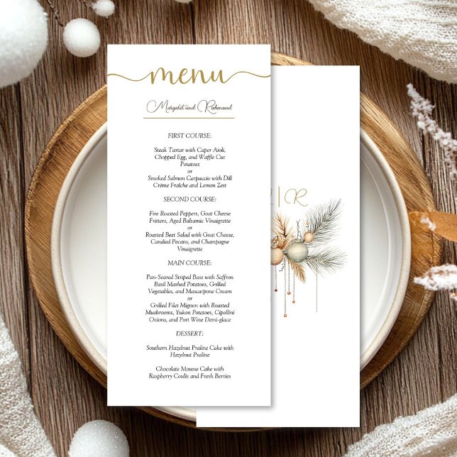 Menu Mariage de Noël Elégant Mariage d'hiver (Créateur téléchargé)
