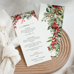 Menu Mariage de Noël hivernal floral élégant