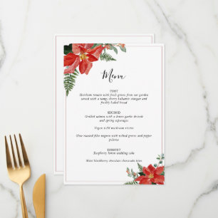 Menu Mariage de Noël hivernal rustique Poinsettia Rouge