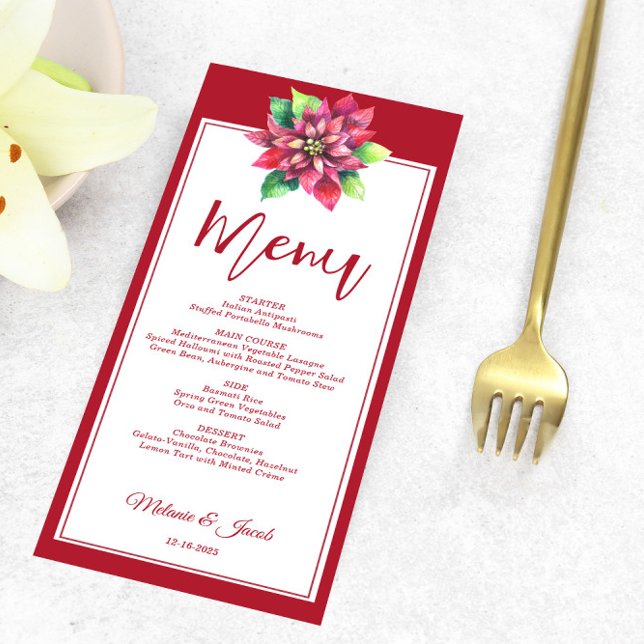 Menu Mariage de Noël Red Poinsettia (Créateur téléchargé)