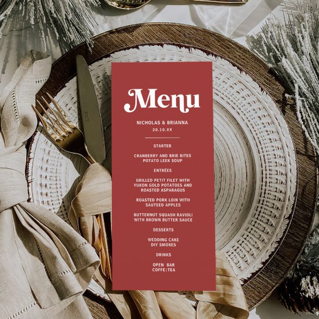 Menu Mariage de Noël rouge profond (Créateur téléchargé)