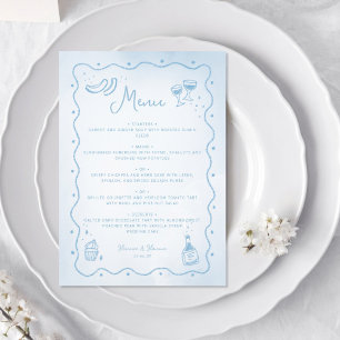 Menu Mariage de nourriture Whimsical Light Bleu main ti