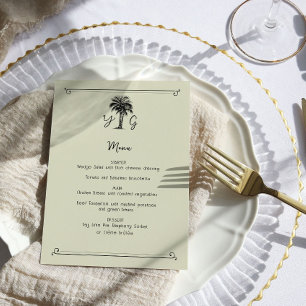 Menu Mariage de palmier Vintage monogramme