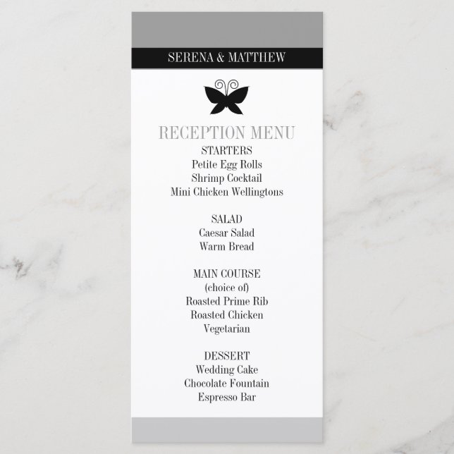 Menu Mariage de papillon noir (Devant)