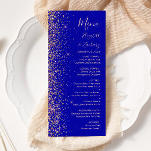 Menu Mariage de Parties scintillant d'or Royal Blue Ros