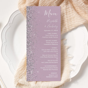 Menu Mariage de Parties scintillant moderne Dusty Purpl