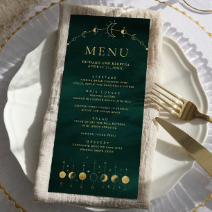 Menu Mariage de phase de la lune Crescent Or Émeraude C