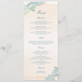 Menu Mariage de plage de sable et de palmiers