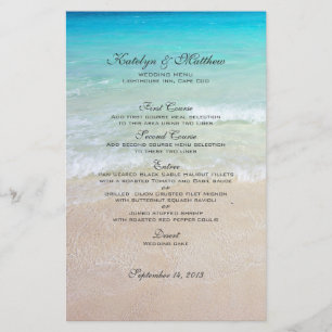 Menu Mariage de plage personnalisé de trois arbres