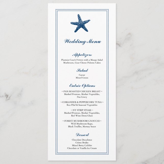 Menu Mariage de poisson d'eau douce bleu marine (Devant)