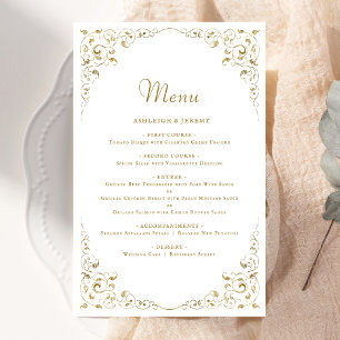 Menu Mariage de remplissage de script Gold à grand