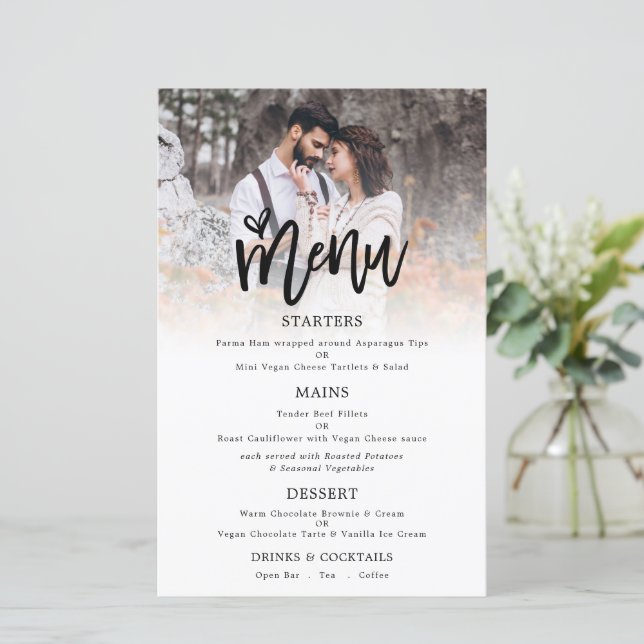 Menu Mariage de script d'art photo budget (Debout devant)