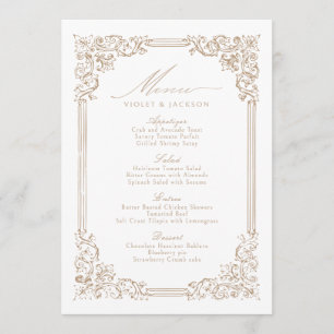 Menu Mariage de script élégant pour cadre Vintage neutr