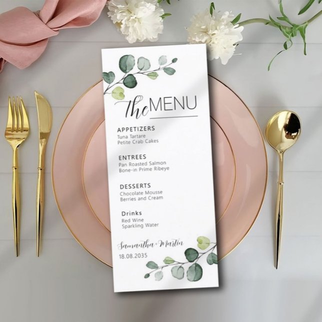 Menu Mariage de script minimal Eucalyptus (Créateur téléchargé)