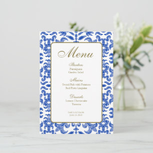 Menu Mariage de style Amalfi bleu et blanc