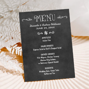 Menu Mariage de tableau de bord noir de script rustique