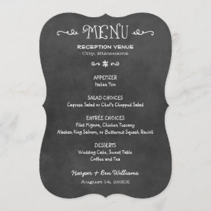 Menu Mariage de tableau noir rustique Script