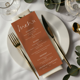 Menu Mariage de texte blanc minimaliste en terre c
