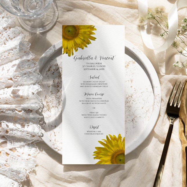 Menu Mariage de tournesol jaune (Créateur téléchargé)