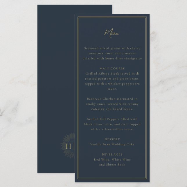 menu mariage de tournesol nayv (Devant / Derrière)