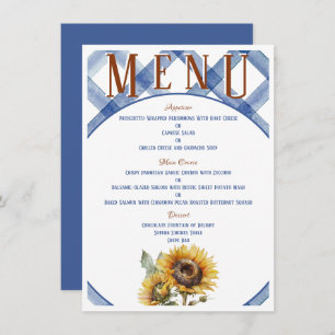 Menu Mariage de tournesol rustique