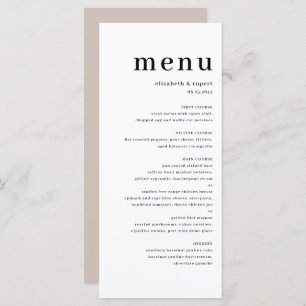 Menu Mariage de typographie de script Serif minimaliste