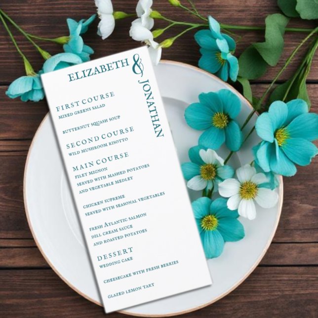 Menu Mariage de typographie moderne Turquoise foncé (Créateur téléchargé)