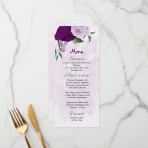 Menu Mariage de verdure aux fleurs violettes