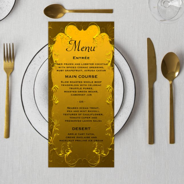 Menu Mariage d'élégance ornementale or (Créateur téléchargé)