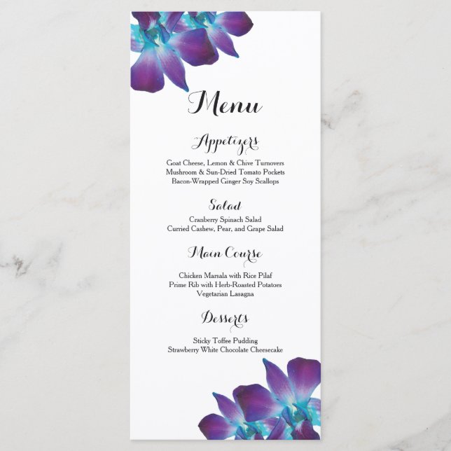 Menu Mariage Dendrobium bleu (Devant)