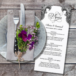 Menu Mariage dentelle noir et blanc