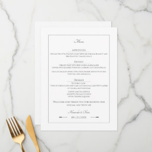 Menu Mariage des flèches minimalistes   Blanc