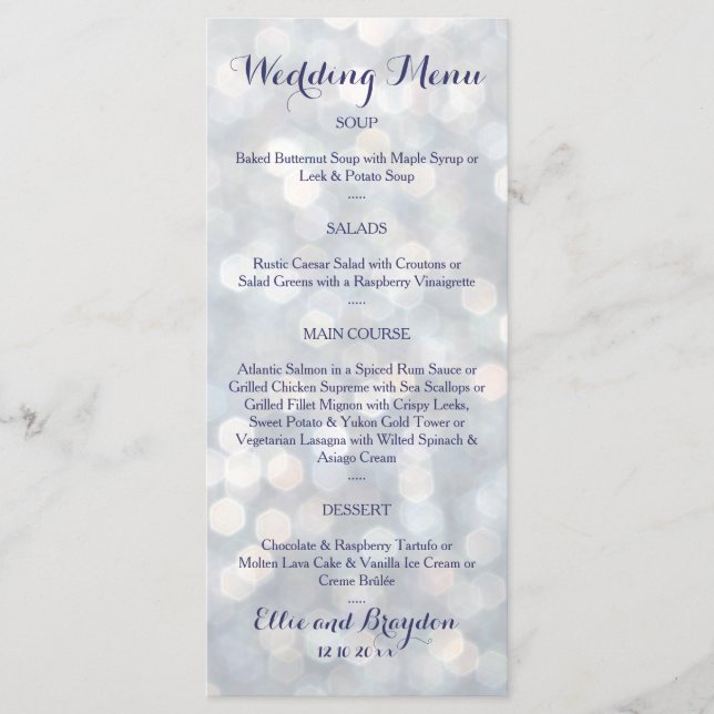 Menu Mariage des lumières vives (Devant)