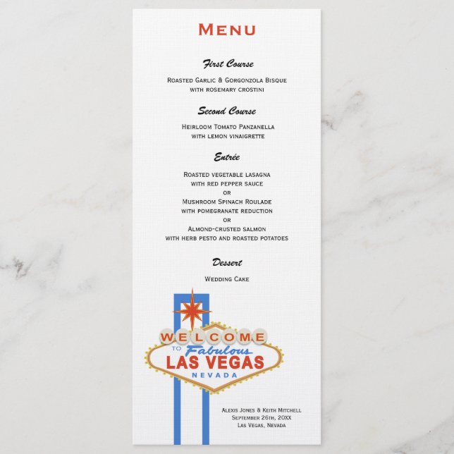 Menu Mariage des signes de Las Vegas (Devant)