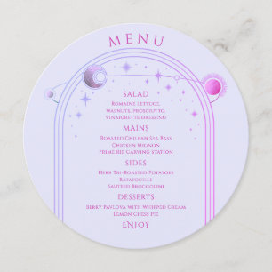 Menu Mariage d'espace de la lavande rose de la lune mys