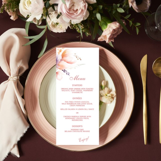 Menu Mariage d'été Blush Floral Spring (Créateur téléchargé)