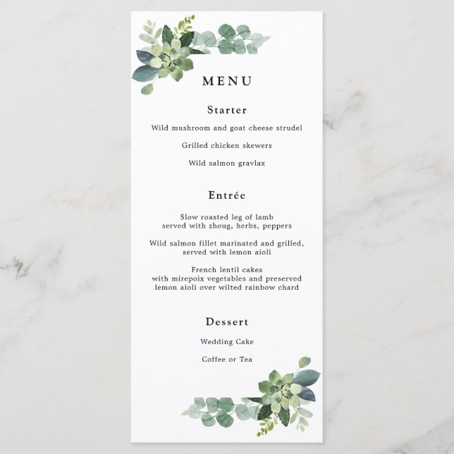 Menu Mariage d'Eucalyptus (Devant)