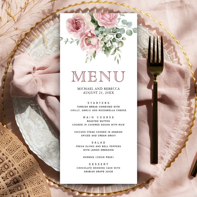 Menu Mariage d'Eucalyptus rose pâle (Créateur téléchargé)
